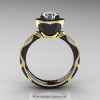 Art Masters Venetian 14K Black Yellow Gold 1.0 Ct White Sapphire Engagement Ring R475-14KBYGWS-2