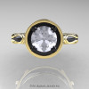 Art Masters Venetian 14K Black Yellow Gold 1.0 Ct White Sapphire Engagement Ring R475-14KBYGWS-3