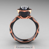 Art Masters Venetian 14K Black Rose Gold 1.0 Ct White Sapphire Engagement Ring R475-14KBRGWS-2