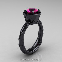 Art Masters Venetian 14K Black Gold 1.0 Ct Pink Sapphire Engagement Ring R475-14KBGPS-1