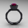 Art Masters Venetian 14K Black Gold 1.0 Ct Rose Ruby Engagement Ring R475-14KBGRR-2