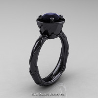 Art Masters Venetian 14K Black Gold 1.0 Ct Black Diamond Engagement Ring R475-14KBGBD-1