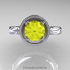 Art Masters Venetian 14K White Gold 1.0 Ct Yellow Sapphire Engagement Ring R475-14KWGYS-3