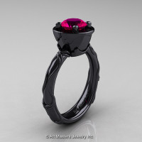 Art Masters Venetian 14K Black Gold 1.0 Ct Rose Ruby Engagement Ring R475-14KBGRR-1