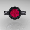 Art Masters Venetian 14K Black Gold 1.0 Ct Rose Ruby Engagement Ring R475-14KBGRR-3