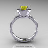 Art Masters Venetian 14K White Gold 1.0 Ct Yellow Sapphire Engagement Ring R475-14KWGYS-2