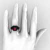Art Masters French 14K Black Gold 1.0 Carat Princess Pink Sapphire Black Diamond Engagement Ring Wedding Band Set R215PS-14KBGBDPS-4