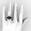 Art Masters French 14K Black Gold 1.0 Carat Princess Pink Sapphire Black Diamond Engagement Ring R215P-14KBGBDPS-3