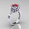 French 14K White Gold 1.0 Ct Princess Ruby Diamond Engagement Ring R215P-14KWGDR-2