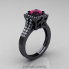 Art Masters French 14K Black Gold 1.0 Ct Pink Sapphire Diamond Engagement Ring R215-14KBGDPS-2