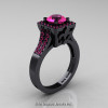 Art Masters French 14K Black Gold 1.0 Carat Pink Sapphire Engagement Ring Wedding Band Set R215S-14KBGPS-2