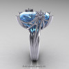 Modern Bridal 10K White Gold Radiant Blue Topaz Diamond Fantasy Cocktail Ring R292-10KWGDBT-2