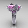 Modern Bridal 10K White Gold Radiant Light Pink Sapphire Diamond Fantasy Cocktail Ring R292-10KWGDLPS-2