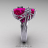 Modern Bridal 10K White Gold Radiant Cut 15.0 Ct Rose Ruby Diamond Fantasy Cocktail Ring R292-10KWGDRR-2