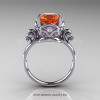 Art Masters Vintage 14K White Gold 3.0 Ct Orange Sapphire Diamond Wedding Ring R167-14KWGDOS-2