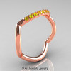 Nature Inspired 14K Rose Gold 1.0 Ct Yellow Sapphire Leaf and Vine Wedding Ring Set R180S-14KRGYS-3