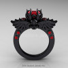 Art Masters Classic Winged Skull 14K Black Gold 1.0 Ct Rubies Solitaire Engagement Ring R613-14KBGR-2