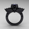 Art Masters Classic Winged Skull 14K Black Gold 1.0 Ct Black Diamond Solitaire Engagement Ring R613-14KBGBD-2