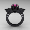 Art Masters Classic Winged Skull 14K Black Gold 1.0 Ct Pink Sapphire Diamond Solitaire Engagement Ring R613-14KBGDPS-2