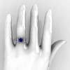 Art Masters Classic Winged Skull 14K White Gold 1.0 Ct Royal Blue Sapphire Diamond Solitaire Engagement Ring R613-14KWGDBS-4