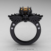 Art Masters Classic Winged Skull 14K Black Gold 1.0 Ct Peach Sapphire Diamond Solitaire Engagement Ring R613-14KBGDPES-2