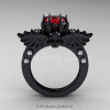 Art Masters Classic Winged Skull 14K Black Gold 1.0 Ct Ruby Diamond Solitaire Engagement Ring R613-14KBGDR-2