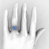 Art Masters Classic Winged Skull 14K White Gold 1.0 Ct Blue Topaz Diamond Solitaire Engagement Ring R613-14KWGDBT-4