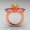 Art Masters Classic Winged Skull 14K Rose Gold 1.0 Ct Yellow Sapphire Diamond Solitaire Engagement Ring R613-14KRGDYS-2
