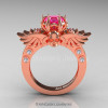 Art Masters Classic Winged Skull 14K Rose Gold 1.0 Ct Pink Sapphire Diamond Solitaire Engagement Ring R613-14KRGDPS-2