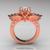 Art Masters Classic Winged Skull 14K Rose Gold 1.0 Ct White Sapphire Diamond Solitaire Engagement Ring R613-14KRGDWS-2