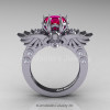 Art Masters Classic Winged Skull 14K White Gold 1.0 Ct Rose Ruby Diamond Solitaire Engagement Ring R613-14KWGDRR-2