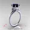Art Masters Scandinavian 14K White Gold 3.0 Ct Black Diamond Light Pink Sapphire Dragon Engagement Ring R601-14KWGLPSBD-2