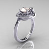 Art Nouveau 14K White Gold 1.0 Ct Oval Morganite Diamond Nature Inspired Engagement Ring R296A-14KWGDMO-3