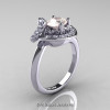 Art Nouveau 14K White Gold 1.0 Ct Oval Morganite Diamond Nature Inspired Engagement Ring R296A-14KWGDMO-4