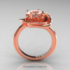 Art Nouveau 14K Rose Gold 1.0 Ct Oval Morganite Diamond Nature Inspired Engagement Ring R296-14KRGDMO-2