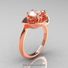 Art Nouveau 14K Rose Gold 1.0 Ct Oval Morganite Diamond Nature Inspired Engagement Ring R296-14KRGDMO-3