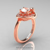 Art Nouveau 14K Rose Gold 1.0 Ct Oval Morganite Diamond Nature Inspired Engagement Ring R296A-14KRGDMO-3