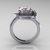 Art Nouveau 14K White Gold 1.0 Ct Oval Morganite Diamond Nature Inspired Engagement Ring R296-14KWGDMO-2