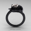 Art Nouveau 14K Black Gold 1.0 Ct Oval Morganite Diamond Nature Inspired Engagement Ring R296-14KBGDMO-2