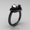 Art Nouveau 14K Black Gold 1.0 Ct Oval Morganite Diamond Nature Inspired Engagement Ring R296-14KBGDMO-3