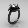 Art Nouveau 14K Black Gold 1.0 Ct Oval Morganite Diamond Nature Inspired Engagement Ring R296-14KBGDMO-4