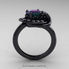 Art Nouveau 14K Black Gold 1.0 Ct Oval Alexandrite Diamond Nature Inspired Engagement Ring R296A-14KBGDAL-2