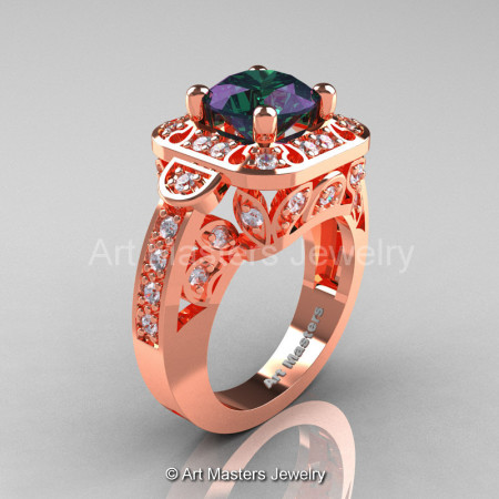 Art Masters Classic 14K Rose Gold 2.0 Ct Alexandrite Diamond Engagement Ring Wedding Ring R298-14KRGDAL-1