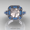 Art Masters Classic 14K White Gold 2.0 Ct Morganite Blue Topaz Engagement Ring Wedding Ring R298-14KWGBTMO-3