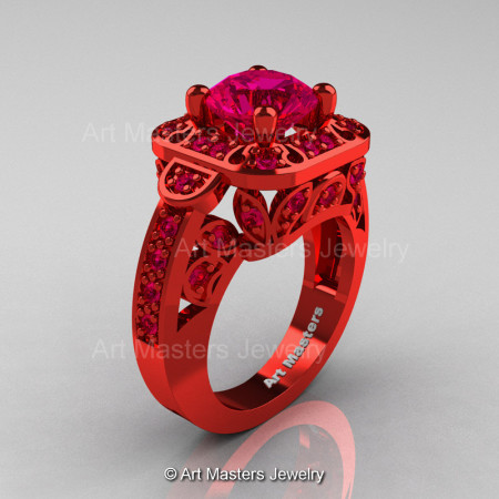 Art Masters Classic 14K Red Gold 2.0 Ct Pigeoin Blood Ruby Engagement Ring Wedding Ring R298-14KREGPBR-1