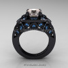 Art Masters Classic 14K Black Gold 2.0 Ct Morganite Blue Topaz Engagement Ring Wedding Ring R298-14KBGBTMO-2