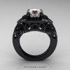 Art Masters Classic 14K Black Gold 2.0 Ct Morganite Black Diamond Engagement Ring Wedding Ring R298-14KBGBDMO-2