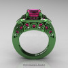 Art Masters Classic 14K Green Gold 2.0 Ct Pink Sapphire Engagement Ring Wedding Ring R298-14KGGPS-2