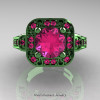 Art Masters Classic 14K Green Gold 2.0 Ct Pink Sapphire Engagement Ring Wedding Ring R298-14KGGPS-3
