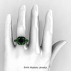 Art Masters Classic 14K Green Gold 2.0 Ct Black Diamond Engagement Ring Wedding Ring R298-14KGGBD-4